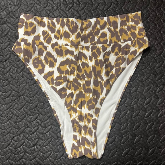 Aerie High Cut Cheeky Bikini Bottom Cheetah Animal Print NWT Swimwear - Picture 1 of 7
